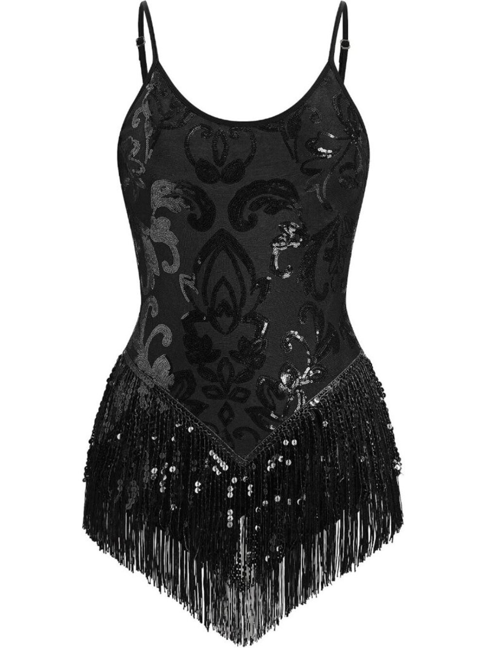 Gradient Sequin Fringe Bodysuit for Women | Cross Back Lace Up Romper